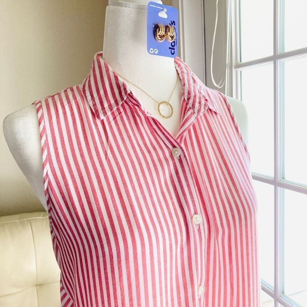 Max Studio Bundle Pink White Candy Striped Tunic XS